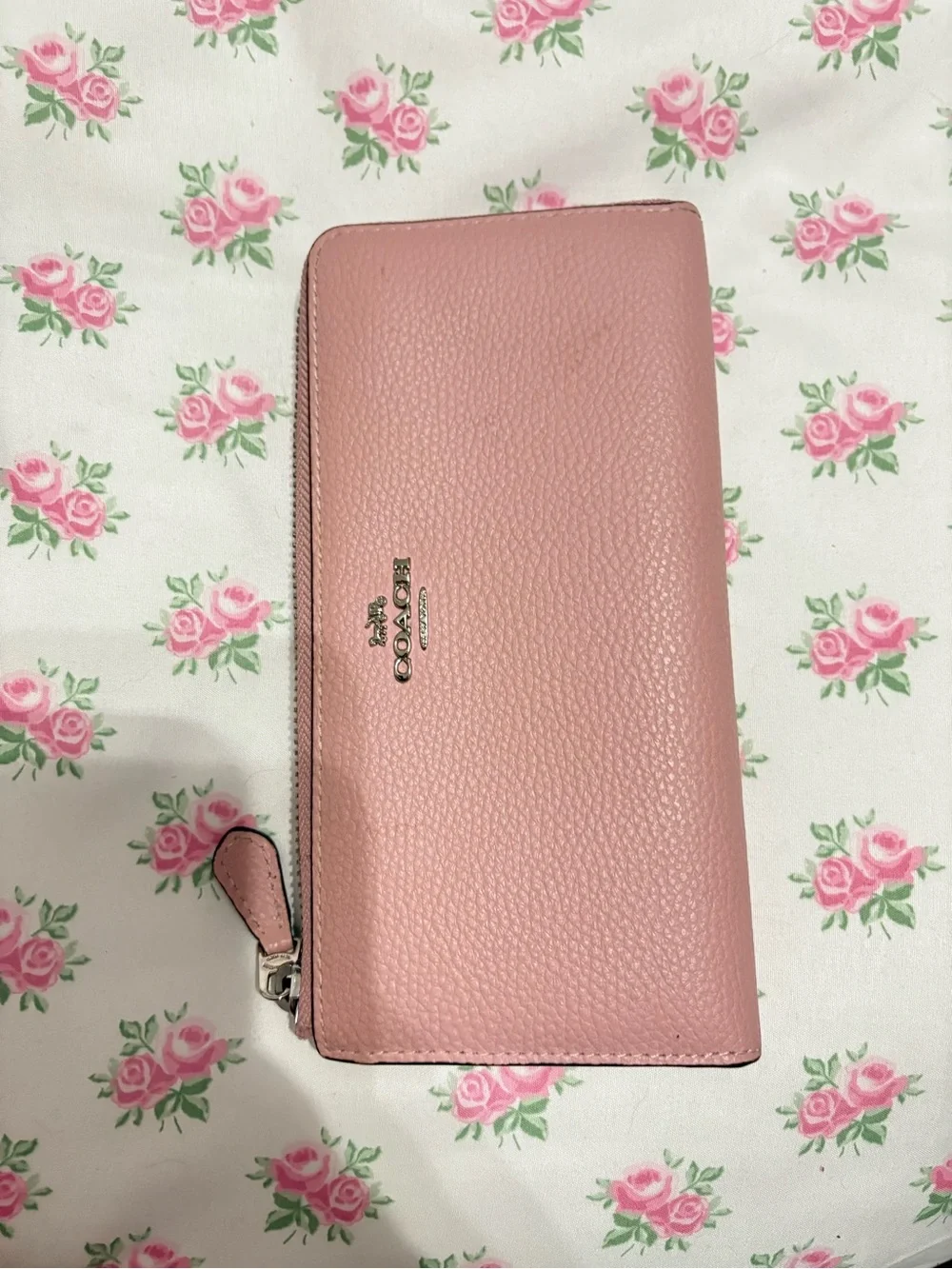 Coach Signature Canvas Satchel with Pink Leather Trim and Matching Wallet